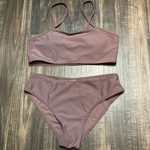 shein teen girls (11-12Y) brown bikini swimsuit with padding